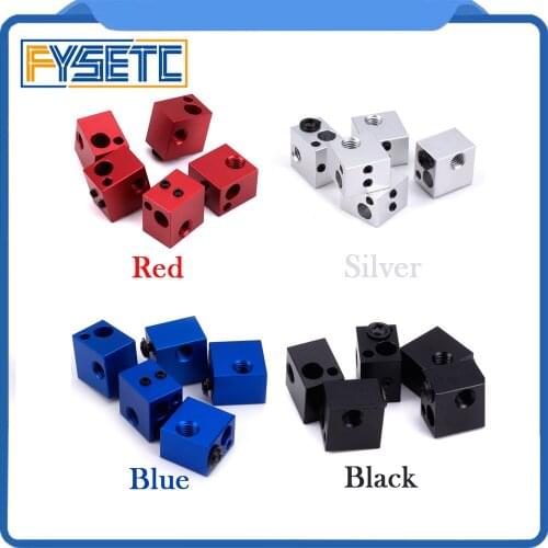5pcs Blue Red BlackW-02 Silver 16*16*12mm 3D Printer Parts V6 Heated Block For High Temperature HT-NTC100K Thermistor Hotend Kit