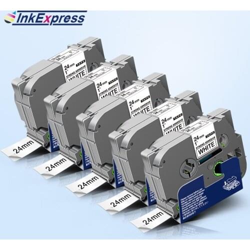5PK 24mm TZe-S251 Strong Adhesive Tape For Brother TZe S251 TZe-S251 tze Tape Printer Ribbon For Brother P touch Label Maker