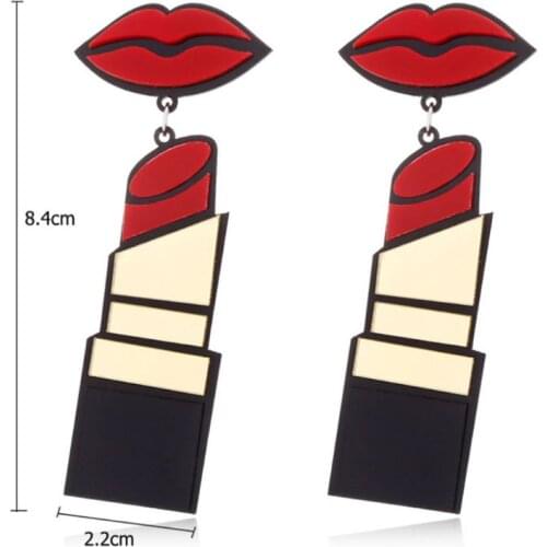 Acrylic Earrings Women Jewelry Lip Lipstick Punk Style Dangle Fashion Long Drop 517F