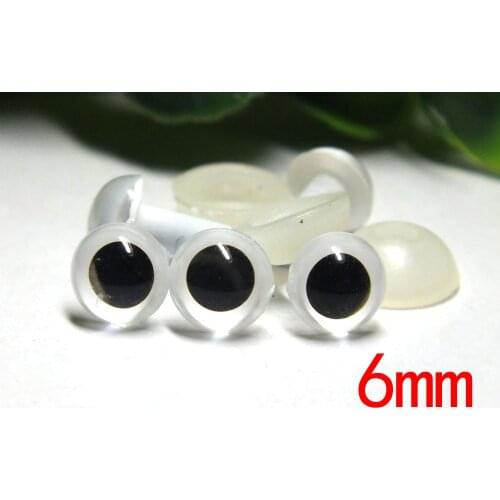 Free shipping 100pcs 6mm White color Crystal safety eyes with washer toy accessories