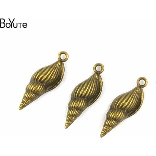 BoYuTe (100 Pieces/Lot) 8*22MM Antique Bronze Plated Zinc Alloy Sea Snail Conch Pendant Charms Diy Jewelry Making Findings