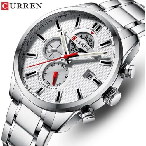 New CURREN Mens Fashion Casual Watch Men Date Quartz Wristwatch Clock Big Sport Chronograph Relojes Hombre Relogio Masculino