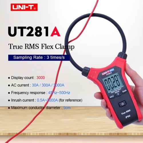 True RMS Digital Rogowski Flex Clamp Meter UNI-T UT281A AC Current multimeter AC Clamp Ammeter with Data Hold Backlight display