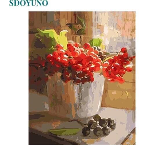 SDOYUNO Flowers Paint By Numbers DIY Oil Painting By Numbers On Canvas 60x75cm Frameless Number Painting Pictures Decor