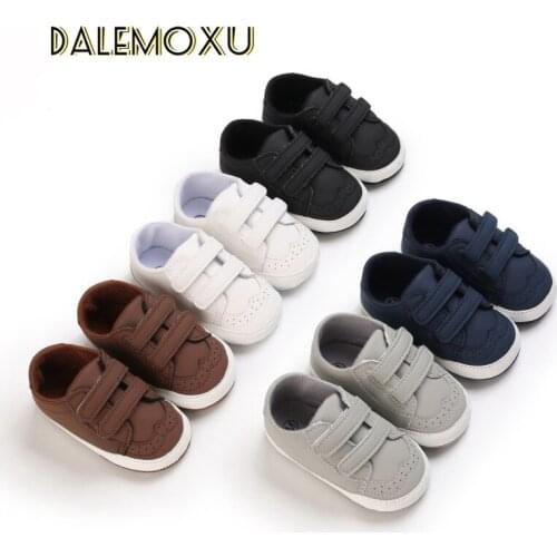 Baby Shoes Newborn Infant Boy Girl Classical Sport Soft Sole PU Leather Solid Color Anti-slip Toddler Crib Crawl Shoes Moccasins