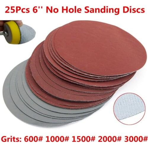 25pcs/Set 6 Inch 150mm Round Sandpaper Disk Sand Sheets Grit 600-3000 Hook Loop Sanding Disc For Sander Grits Abrasive Tools