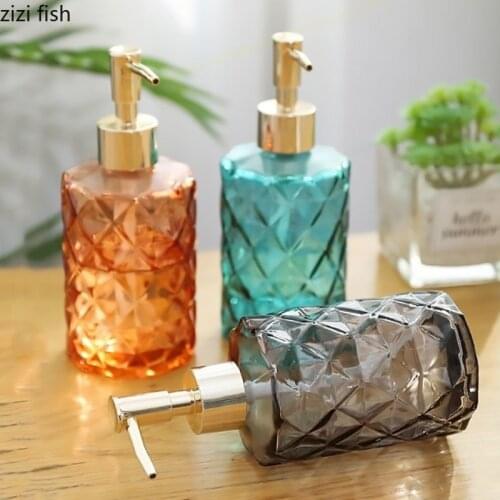 350ml Soap Dispenser Bottle Nordic Rhombus Glass Emtey Bottler Shampoo Household Bath Supplies Bathroom Accessories Wash Tools