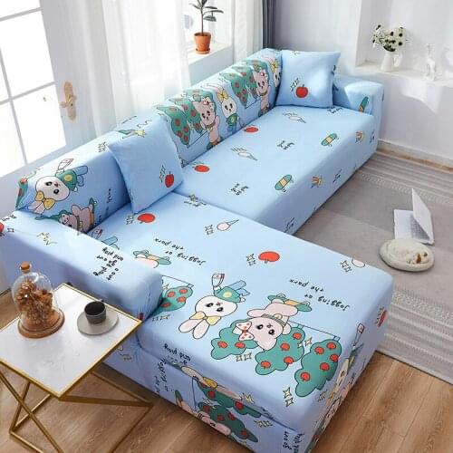 Elastic Sofa Cover Stretch Slipcovers Sofa Sectional Cute rabbit for Living Room Couch Cover Single/Two/Three/Four Seat 0027