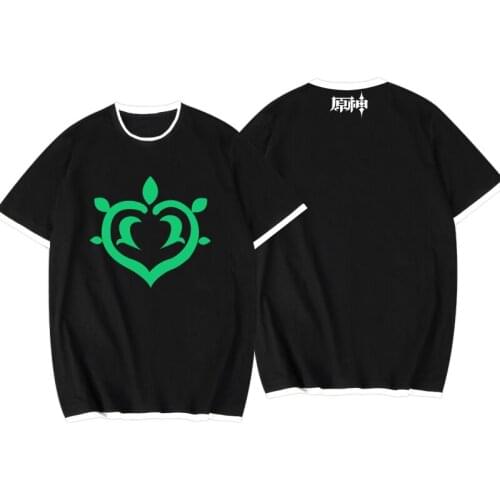 Game Genshin Impact t-shirt black white t shirt Klee Cosplay Costume plus size tops tees summer tops mens tshirt boys clothes