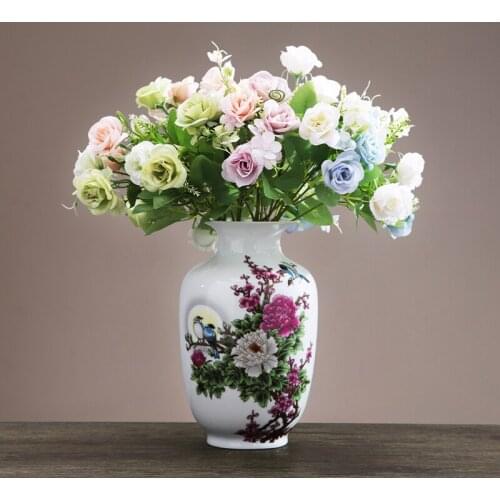Jingdezhen Ceramic Vase Moon Bird Porcelain Vase Modern Living Room Flower Arrangement Home TV Cabinet Decorations