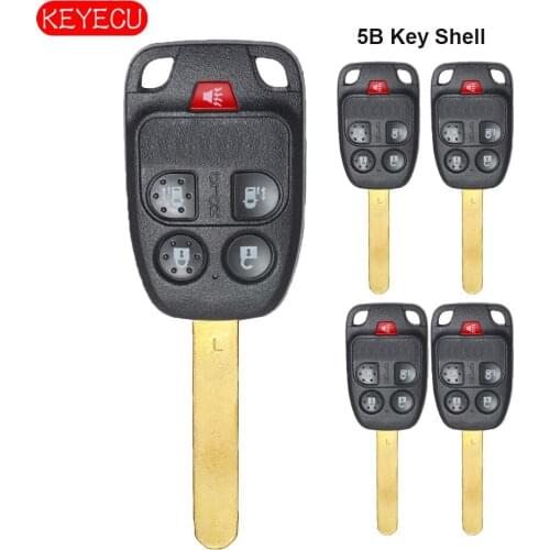 Keyecu 5pcs/lot Replacement Remote Car Key Shell Case Fob 5 Button for Honday Odyssey 2011-2013