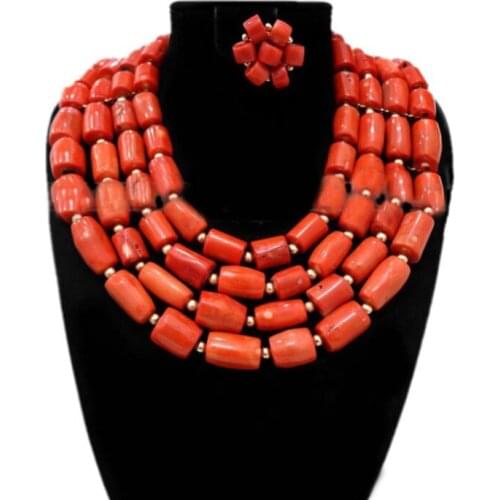 Dudo Store 13mm Original Coral Beads Jewelry Sets 4 Layers Bridal Women Bridal Jewellery Set Free Shipping Party Gift Set 2019