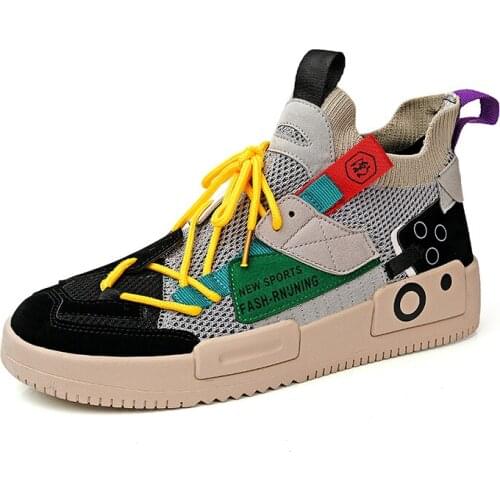 Autumn Mens High Top Fashion PU Leather Sneakers Trend Botas Comfortable Man Casual Shoes Outdoor Non-slip Breathable Men Shoes