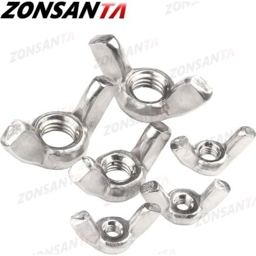 ZONSANTA Wing Nuts M3 M4 M5 M6 M8 M10 M12 304Stainless Steel Tighten Hand a Nut Butterfly Nut Ingot DIN315 Eye nuts