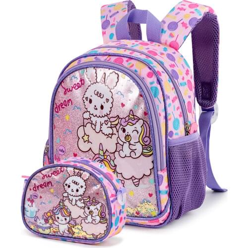 Cute Unicorn Backpack for Girls with Children Cross-body Bag Cartoon Bookbag Lightweight Kid Schoolbag(Purple)