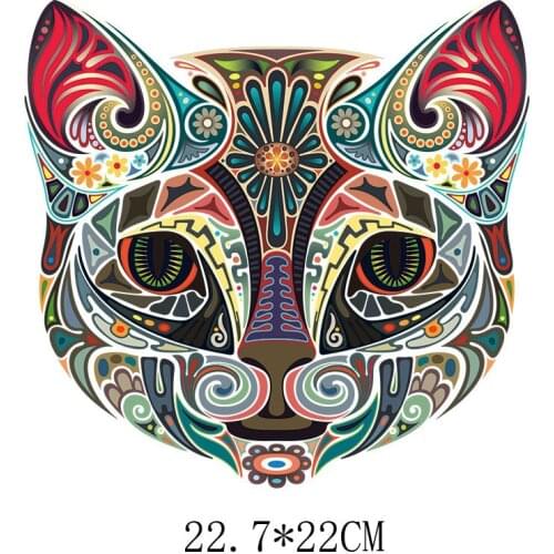 Fashion animal Clothing patch boy DIY iron hot sticker washable trend Cat pattern Men clothes Thermal transfer to keep warm