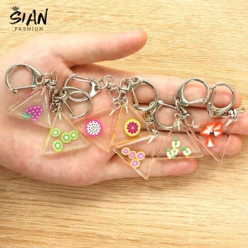SAIN Fashion lemon Keychain Fruit Acrylic Key chain Couple Jewelry Women Fashion Handbag Pendant Cute Keyring Accessorie Jewelry