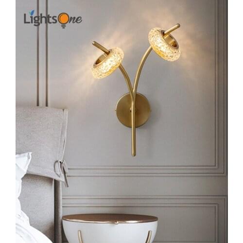 Bedroom bedside copper wall light creative aisle corridor living room background wall lamp