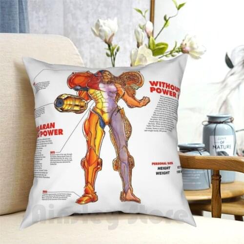 Cross-Samus Pillow Case Printed Home Soft Throw Pillow Super Metroid Metroid Samus Aran Samus Ridley Snes Nintendo Video