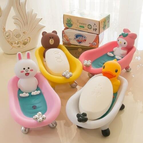 2021 New Cartoon Shape Soap Box Childrens Toy Draining Practical Easy Clean Soap Dish Bathroom Candy Colors Soaps Dish Box