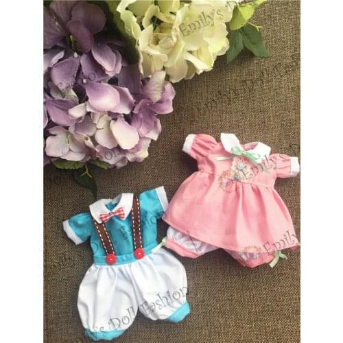 1/6 1/8 bjd dolaccessories doll clothes full set suits cute suspender skirt boy girl t-shirt pink blue couple fashion campus