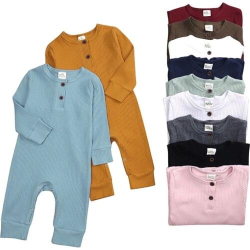 Autumn Baby Boy Clothes Ribbed Cotton Newborn Toddlers Long Sleeve Jumpsuits Rompers Spring Winter Infant Clothing Bebe Garcons