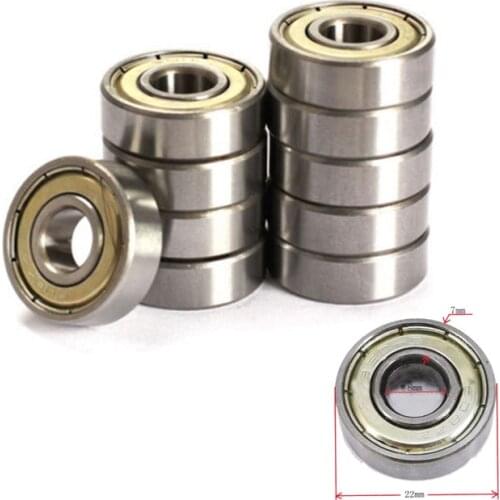 Fixmee 10 pcs 608ZZ Skate Bearing 608Z Deep Groove Ball Bearing 8mm*22mm*7mm