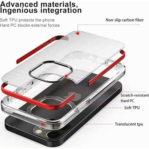 Double Color Carbon Fiber Phone Case for iphone 11 12 Pro Max Case Skin PC TPU Hybrid Shockproof Cover for iphone 12 Mini Coques