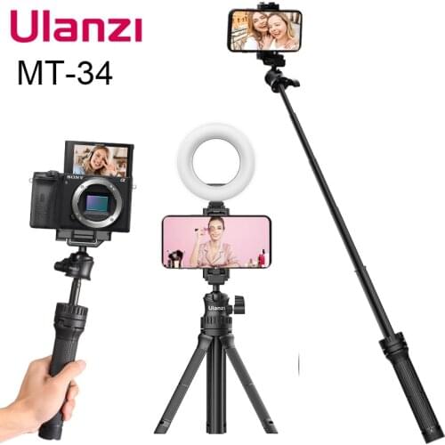 Ulanzi MT-34 Extendable Smartphone Selfie Tripod with Phone Mount 80cm Vlog SLR Mobile Tripod for iPhone 12 Pro Max 11 Sony ZV1