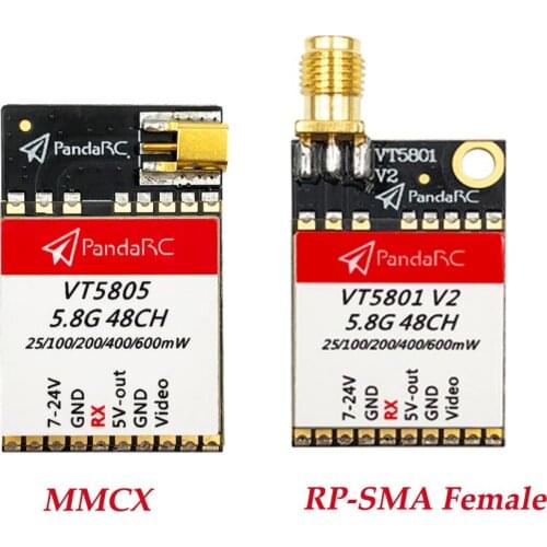 PandaRC VT5801 v2 VT5805 FPV Video Transmitter 5.8G 48CH 25/100/200/400/600mW Switchable OSD adjustable SMA MMCX VTX