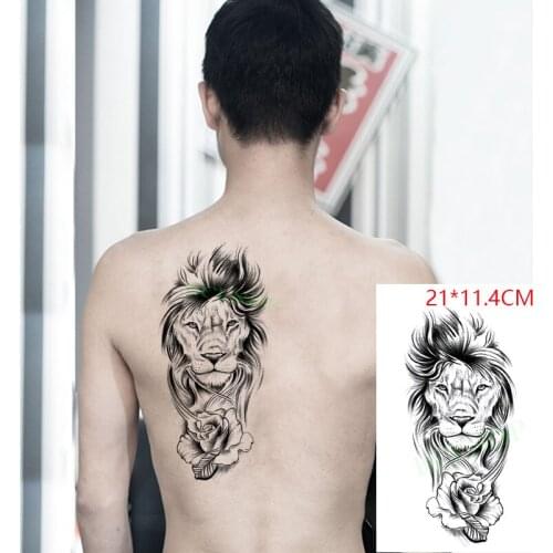Waterproof Temporary Tattoo Stickers Lion Rose Flower Animal Head Fake Tatto Flash Tatoo Body Art for Women Men