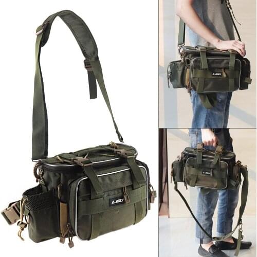 Army Green Outdoor Fishing Bag Waterproof Oxford Cloth Waist Shoulder Messenger Fishing Tackle Reel Lure Camera Storage Bag
