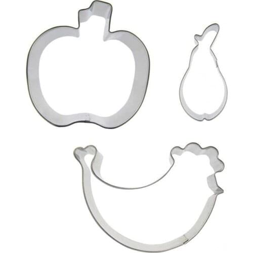 Apple, Banana, Mini pear shaped 3 piece biscuit cutting molds, baking tools, cake decorating soft candy tools