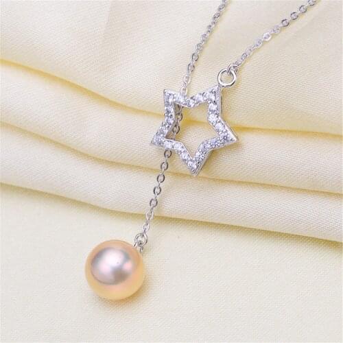 DIY pearl accessories 925 silver Blank pearl Sets of Chain Setting Base empty pendant chain with
