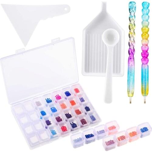 10 Pieces 5D Diamond Painting Accessories, Including 2 Pieces Diamond Painting Pens with Diamond Embroidery Storage Box