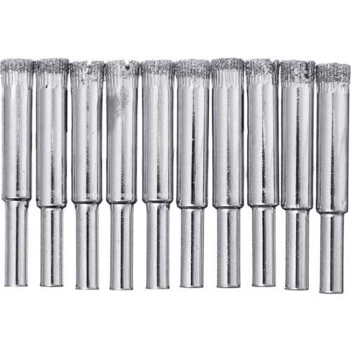 10pcs/set 8mm Diamond Coated Drill Bit Hole Saw High-speed Steel Drilling Bits Holesaw Tool Glass Tile Ceramic Marble Porcelain