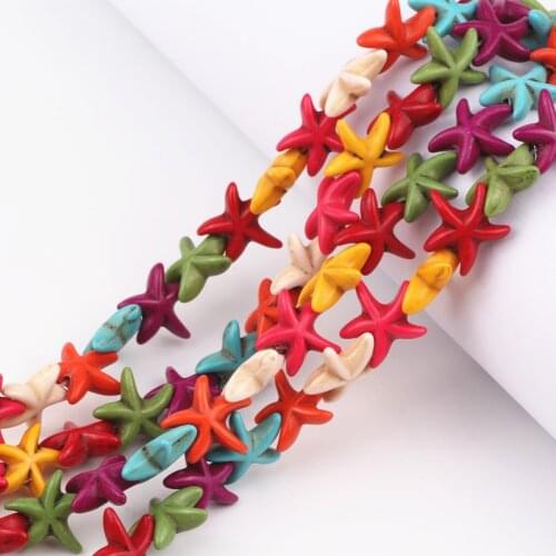 14mm Mix Color Starfish Howlite Beads Loose Stone Beads 160Pcs/Lot Charms Spacer Bead For Making Jewelry Diy Crafts