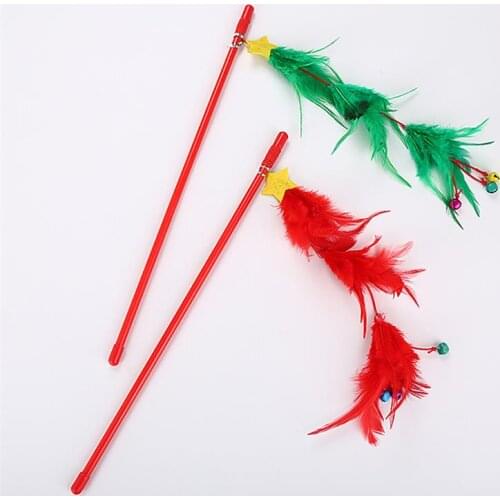 2PCS Cat Wand Teaser Feather Stick Kitty Toys Cat Teaser Wand Funny Creative Assorted Cat Play Toy Pet Toy for Kitten