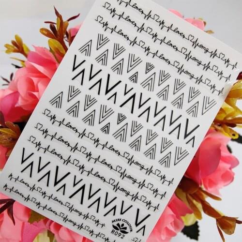 3D Stickers for Manicure Sweet Love Heart Stripe Geometric Nail Designs Decoraciones Sticker Self Adhesive Sliders foil