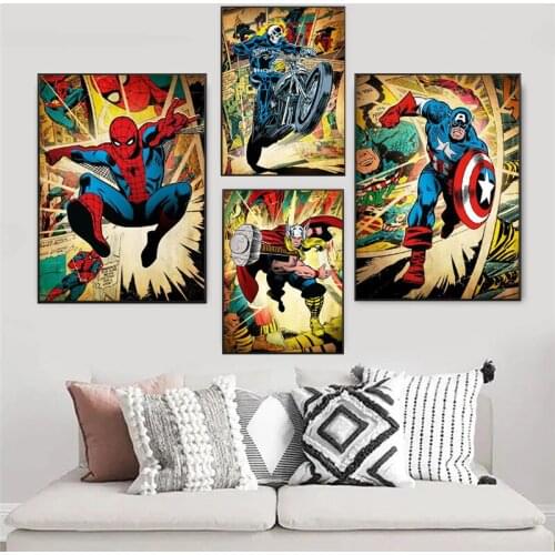 5D DIY Disney Marvel Spiderman Diamond Painting Anime Picture Diamond Embroidered Wall Art Boy Living Room Home Decoration