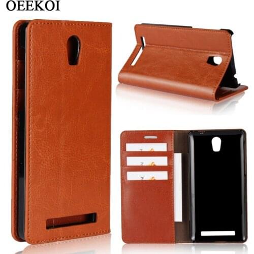 OEEKOI Crazy Horse Genuine Leather Wallet Flip Case for Freetel Priori 3s LTE