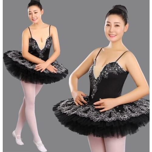 Black Professional Ballet Tutu Girls Gymnastic Dancing Dress Adult Swan Lake Costume Ballet Leotards For Women Kid Ballet Dress