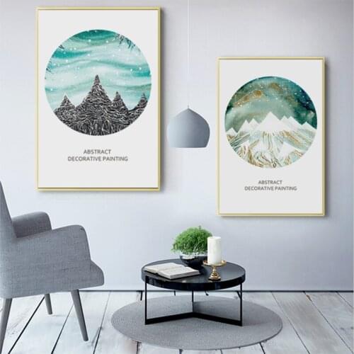 Nordic Decoration Abstract Geometric Mountain Landscape Wall Art Canvas Painting Posters and prints Wall Picture for Living Room