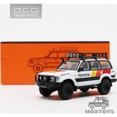 GCD 1:64 Toyota Land Cruiser LC80 w/RoofRack RHD White Black Wheels Special Edition Diecast Model Car