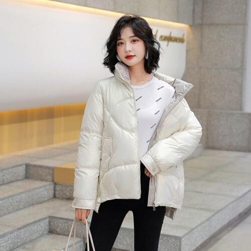 Beardon Winter Womens Short Parkas Down Cotton Padded Jacket Glossy Loose Padded Jacket 2021 New