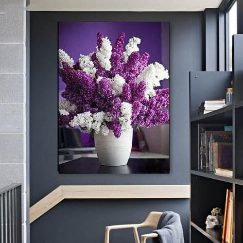 Lilacs Handmade 5D Diy Diamond Painting Full Square Diamond Mosaic Diamond Embroidery Flowers lavender Rhinestones Decor TY14