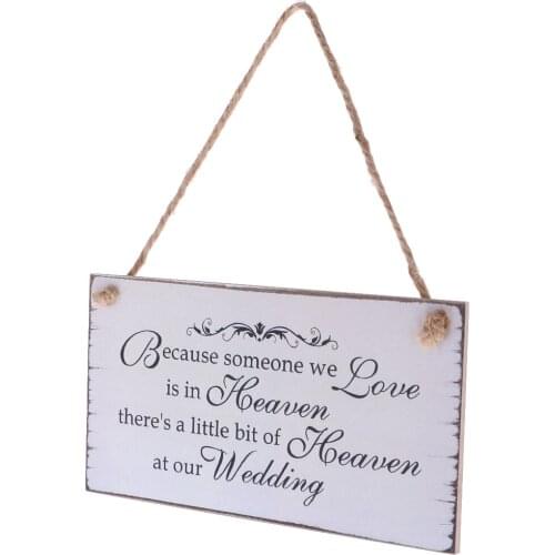 MagiDeal Because Someone We love is in Heaven Wood Wedding Sign Memorial Vintage Wooden Hanging Plaque Wedding Engagement Board