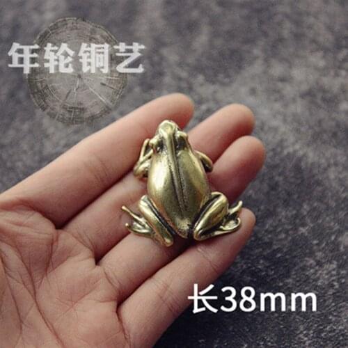 ZOCDOU 1 Piece Pure Copper Brass Handmade Precision Casting Frog Small Statue Little Figurine Crafts Figure Ornament Miniatures