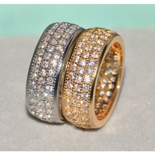 Bling Gold Big Bling CZ Stone Rings for Man Hip Hop Jewelry Fashion Wedding Engagement Ring Best Gift 2019