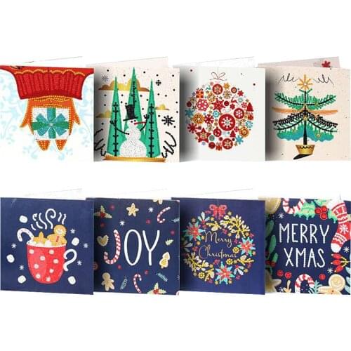 8PCS 5D DIY Diamond PaintingGreeting Cards Christmas Birthday Diamond Painting Kit Embroidery Xmas Gift Home Decoration